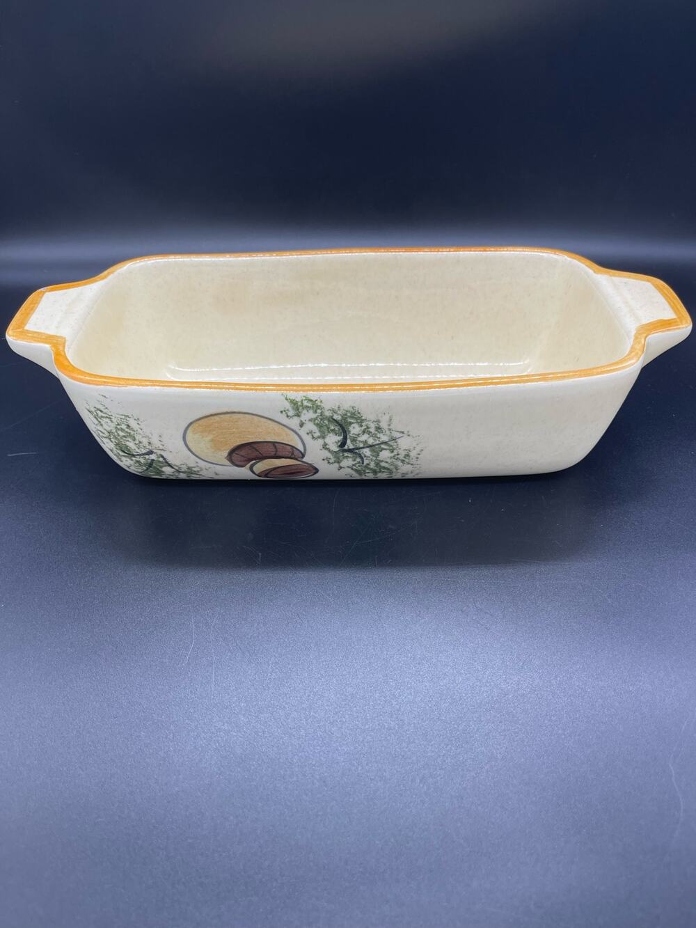 Vintage Los Angeles Pottery Bread / Loaf Pan 70’s Mushrooms *See paint photo